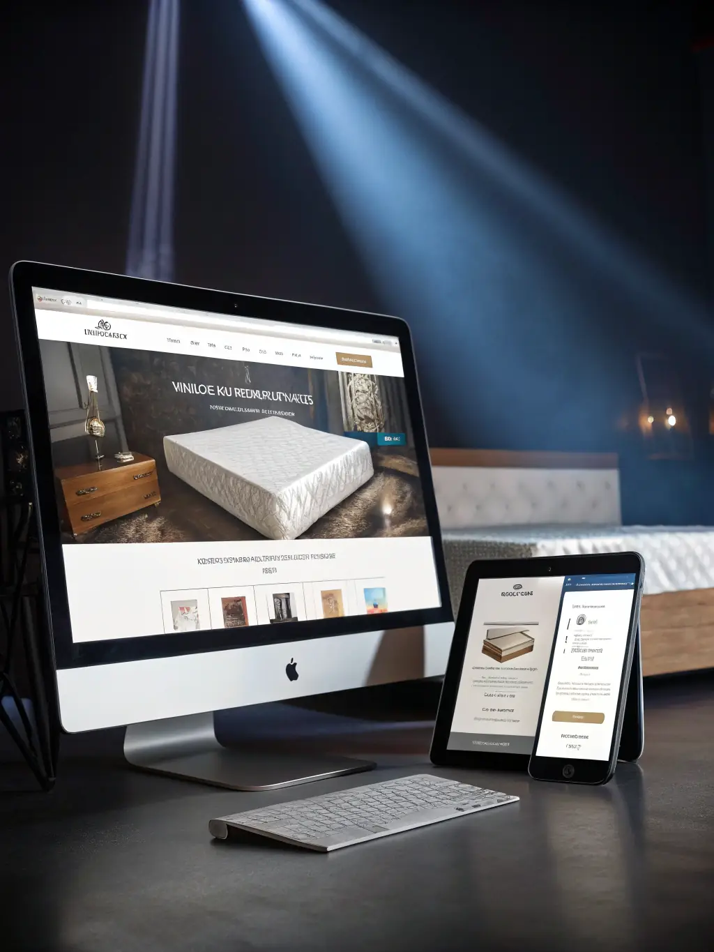 A visually appealing website design showcasing a responsive layout across different devices (desktop, tablet, mobile). The design should be clean and modern.