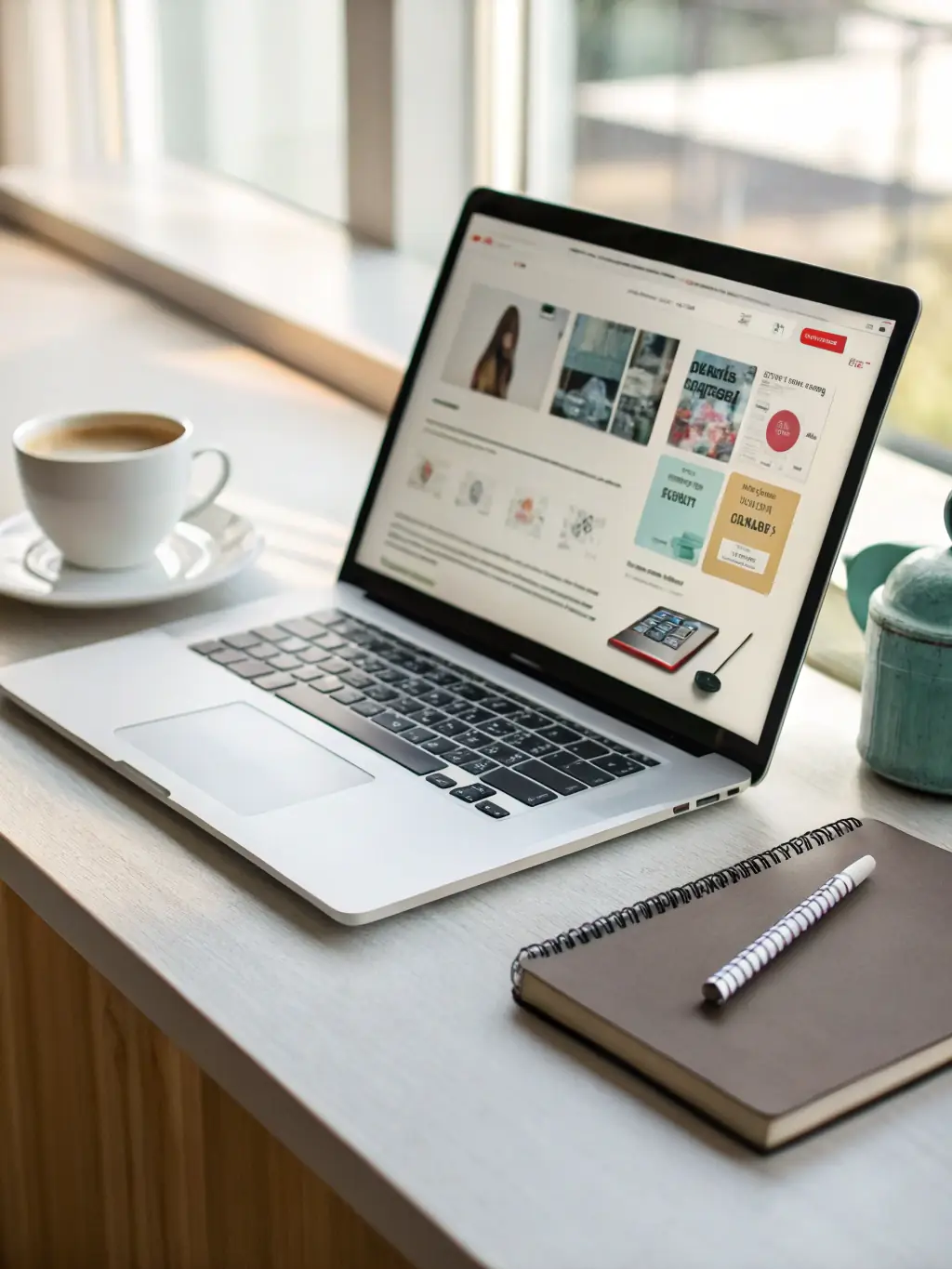 A sleek laptop displaying an e-commerce website with product listings, representing Starlight Technologies' Web Development and E-commerce services.